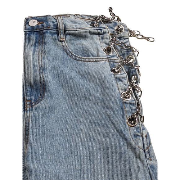N1 Los Angeles Chain Denim Jeans Womens Medium Punk Grunge Style Edgy Skater - Picture 8 of 16